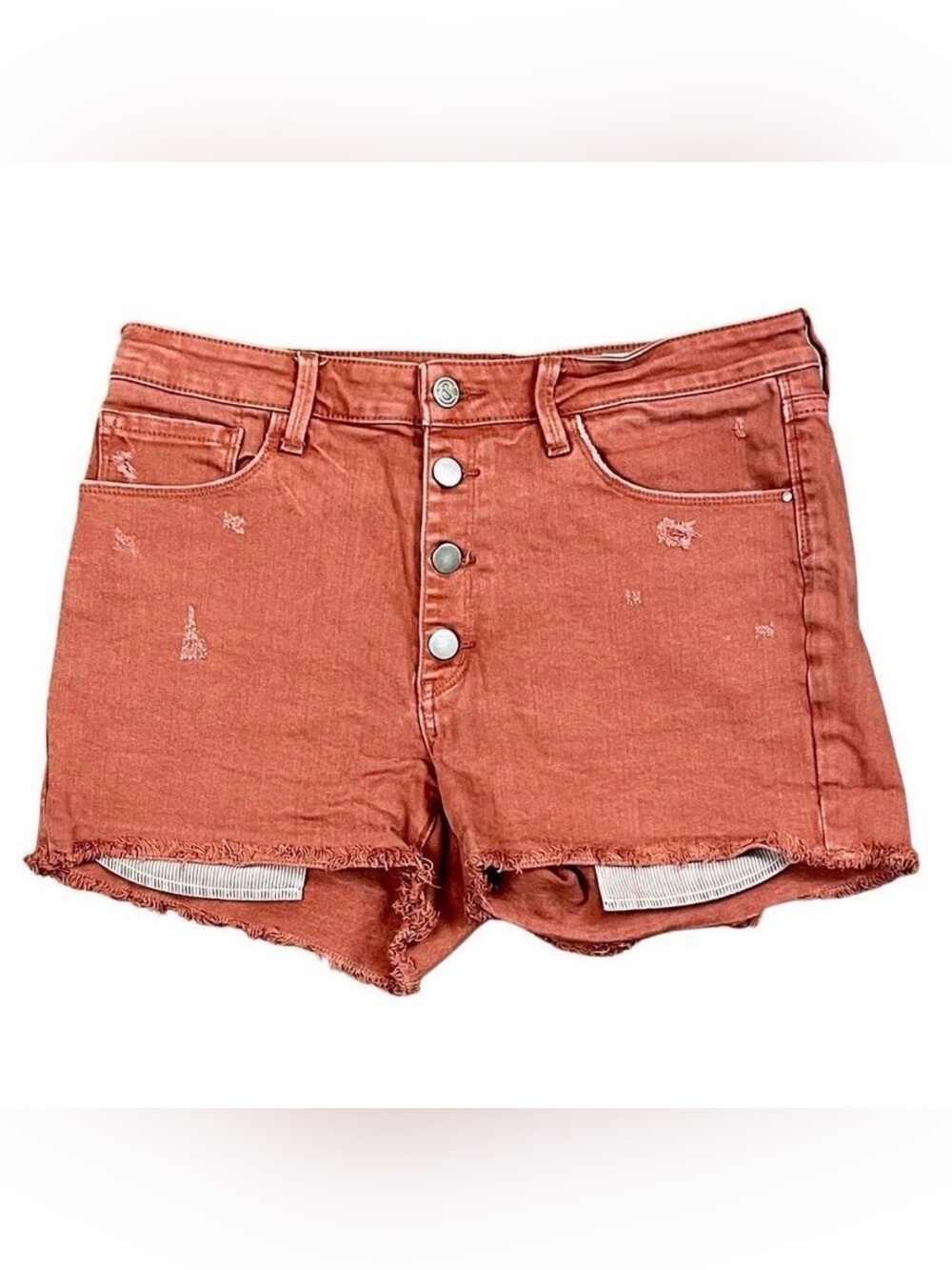 Treasure & Bond Women’s Button Fly Denim Cutoff shorts in Rust size 31